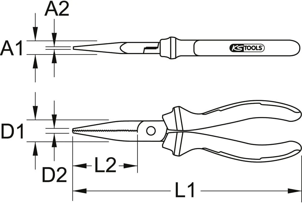 Ks Tools Ergotorque Vde replės plokščios, 165mm