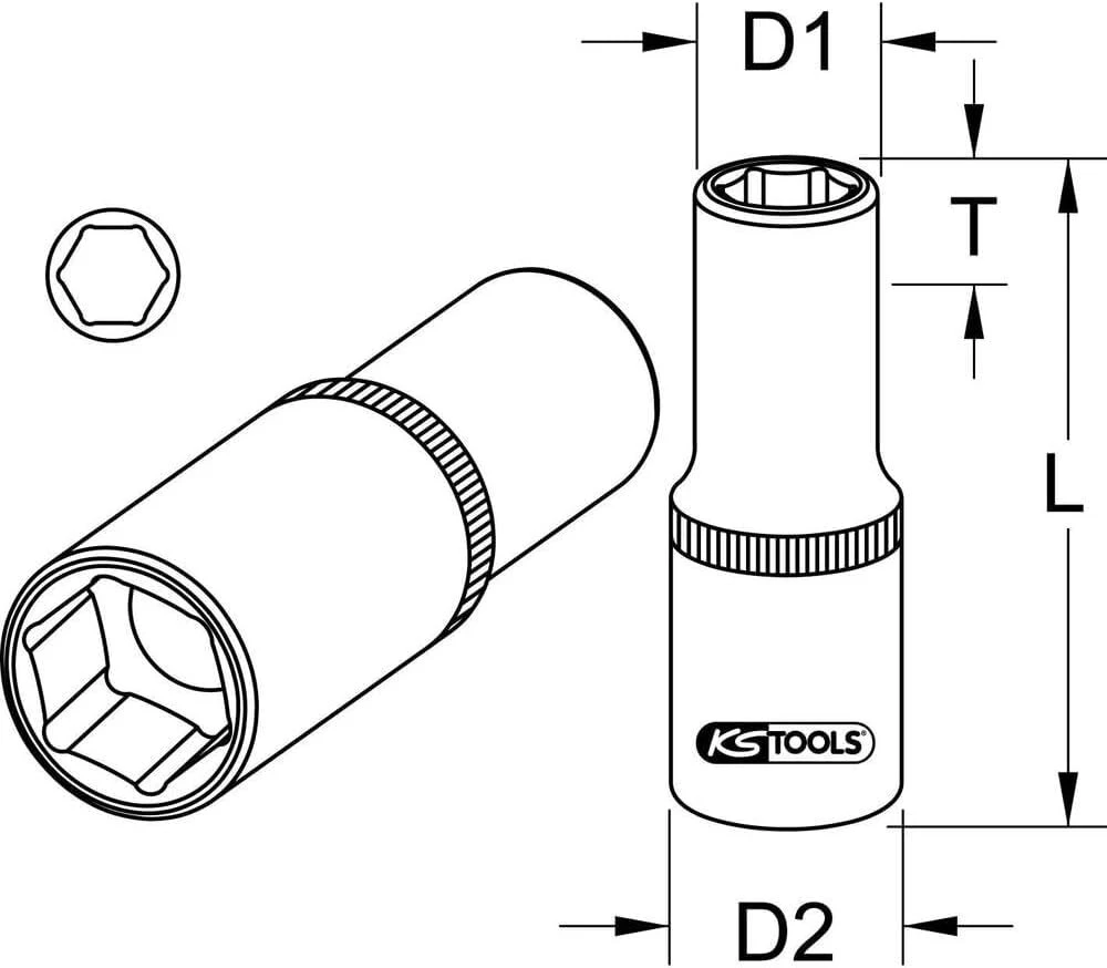 Ks tools plastikas 917.1337 1/2 classic šešiakampis galvutė, ilga, 26 mm