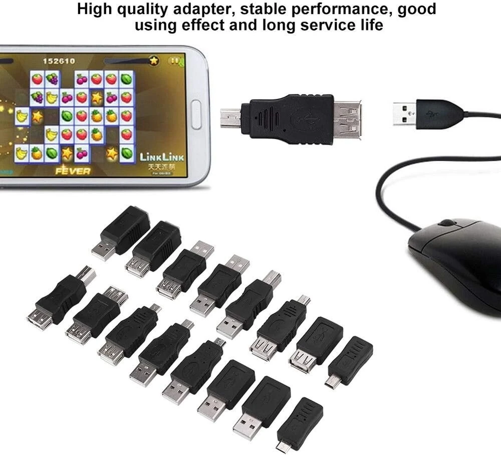 Kste 16 vnt. Multi Usb 2.0 adapterio keitiklis Usb Male į Female Micro Usb