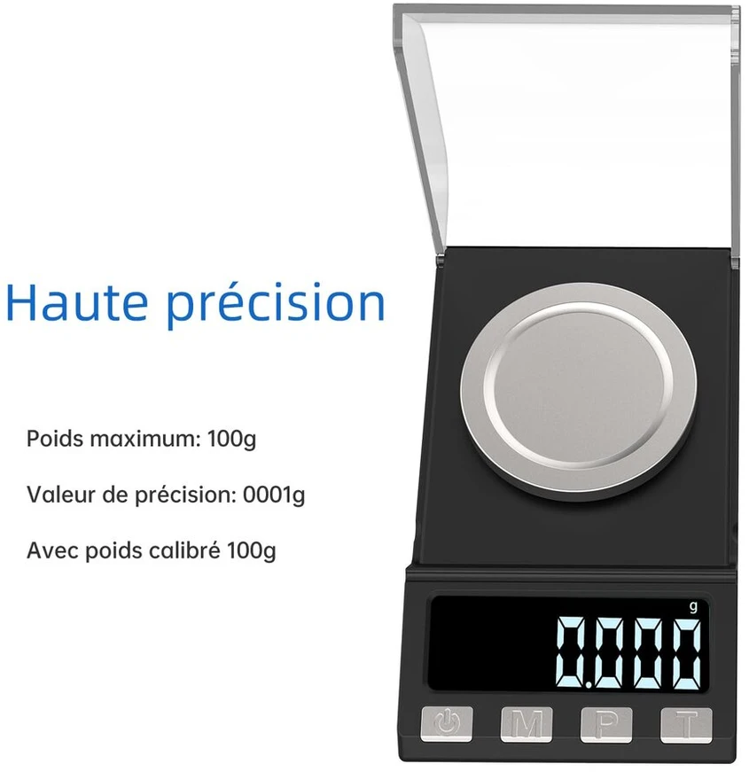Kubei Usb įkraunamos 100g/0.001g tiksliosios svarstyklės miligramų kišeninės svarstyklės juvelyrinės svarstyklės virtuvinės svarstyklės miltelių svėrimui juvelyrinių dirbinių aukso maišelio kalibravimo svoris