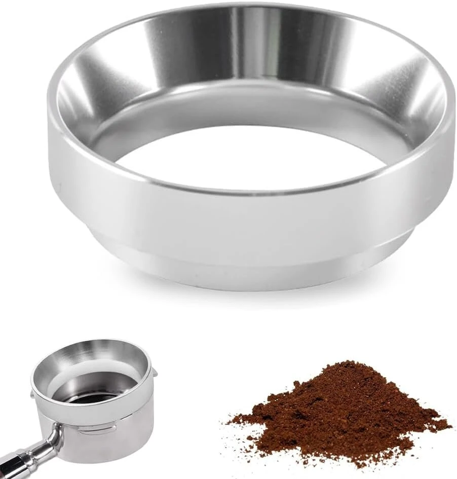 Kuizhen kavos dozavimo žiedas 58 mm universalus espresso dozavimo piltuvėlis aliumininis kavos dozavimo žiedas su magnetiniu kavos miltelių tikslaus užpildymo pakeitimu kavos aparato portafiltro priedams