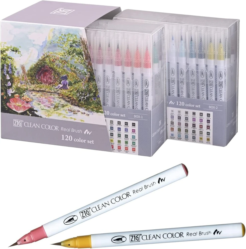 Kuretake Zig Clean Colour Real , 120 spalvų rinkinys