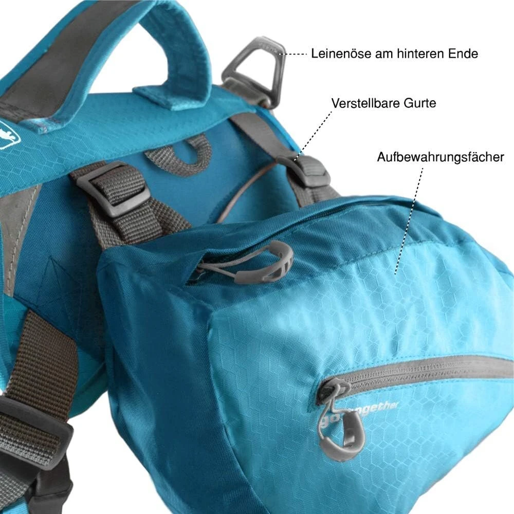 Kurgo Baxter Pack šuns balno krepšys-kuprinė, šuns kuprinės petnešos, žygio kuprinė šunims, skirta stovyklavimui ir kelionėms, atspindinti ir lengva liemenės petneša vidutiniams ir dideliems šunims