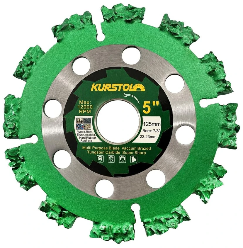 Kurstol Deimantinis pjovimo diskas šaknims, 125 mm x 22,23 mm, deimantinis pjovimo diskas medžių kamienams, medienos atliekoms, stogo plokštėms, kietai gumai, asfalto velenui, 22,23 mm