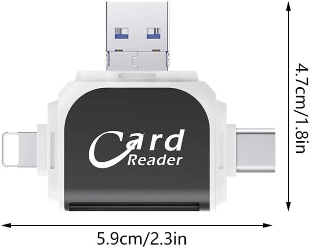 Atminties kortelė Kuwung 2 vnt. universalus 4-in-1 Sd Tf kortelių skaitytuvas su keliomis jungtimis, micro sd kortelių skaitytuvas, sd/micro sd atminties kortelių skaitytuvas, didelės spartos kortelių skaitytuvas, plug and play, suderinamas su android, ios ir kt., juodas