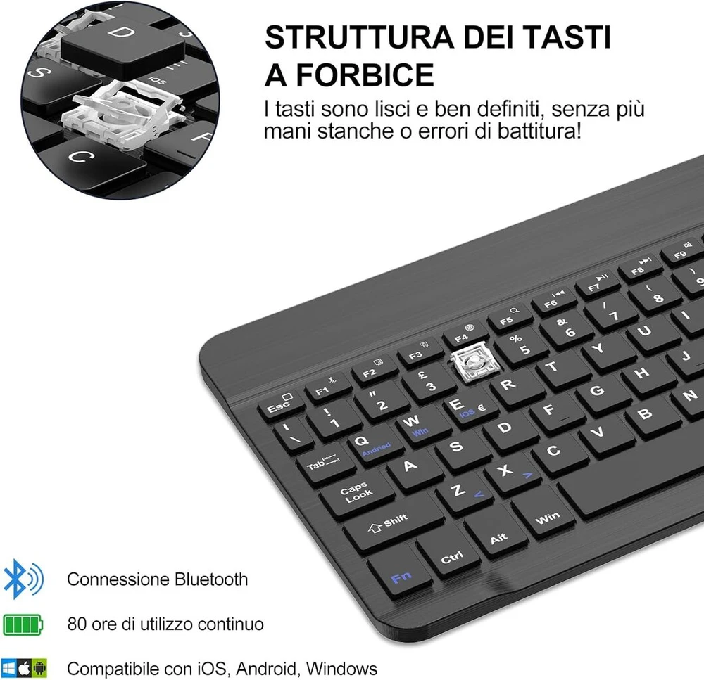 Kvago itališkas klaviatūros dėklas, skirtas ipad 10.2 colių 9/8/7 kartai, klaviatūra, skirta ipad 10.2 colių 2021/2020/2019/ipad air 3/ipad pro 10.5 colių, nuimama belaidė bluetooth klaviatūra
