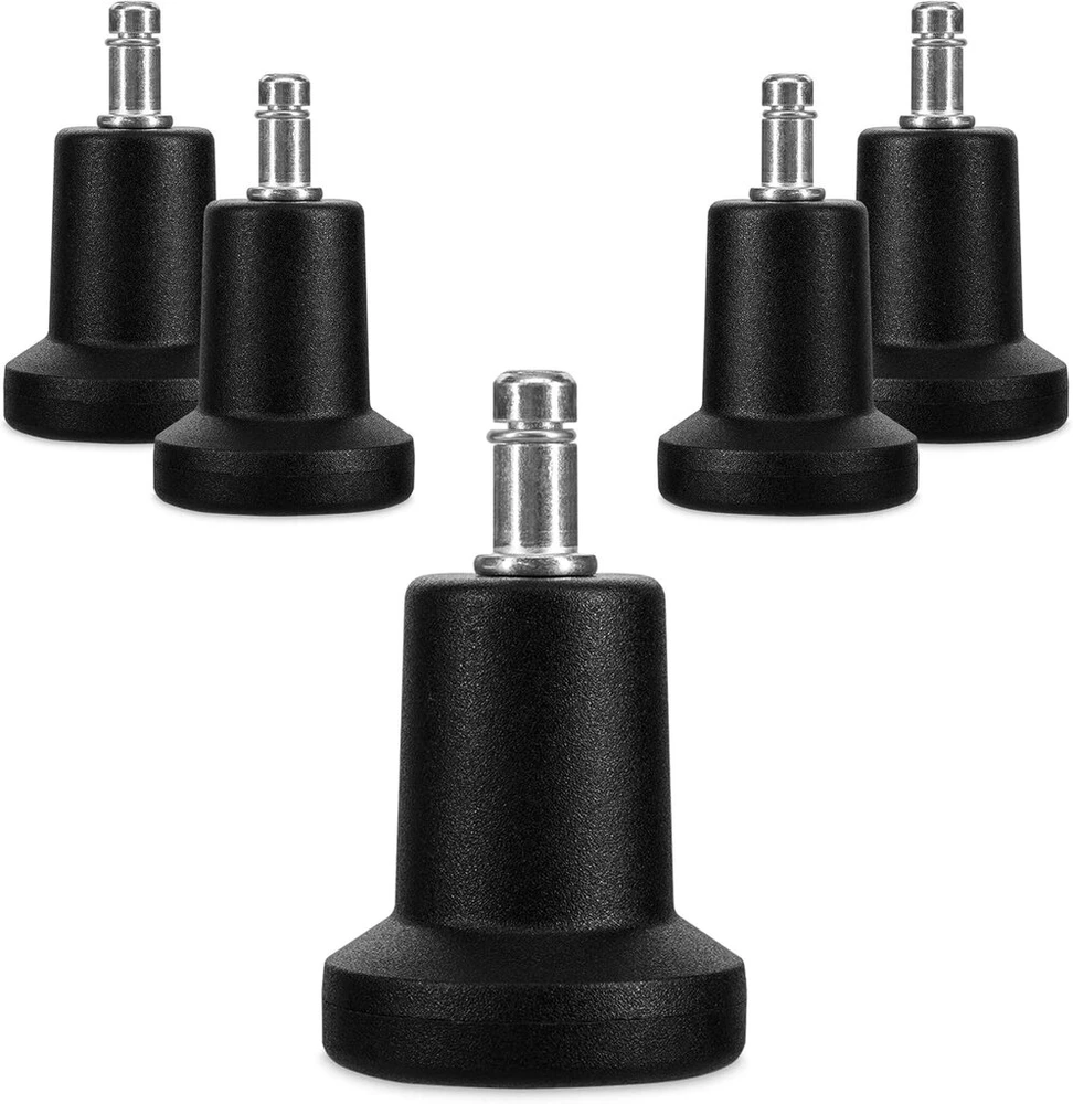 Kwmobile biuro kėdės slydimo padėkliukai, 5 vnt. - grindų apsaugos biuro kėdei, 10 mm x 22 mm - besisukančios kėdės kojelės parketui, plytelėms - kėdės kojelių slydimo padėkliukai - juodi