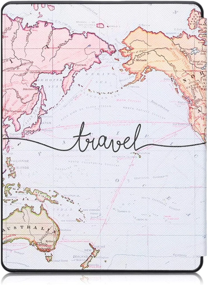 Kwmobile dėklas-vartomasis dėklas, suderinamas su Kobo Glo Hd/touch 2.0 – Ereader dėklas – Travel Lettering Juodas Multicoloured
