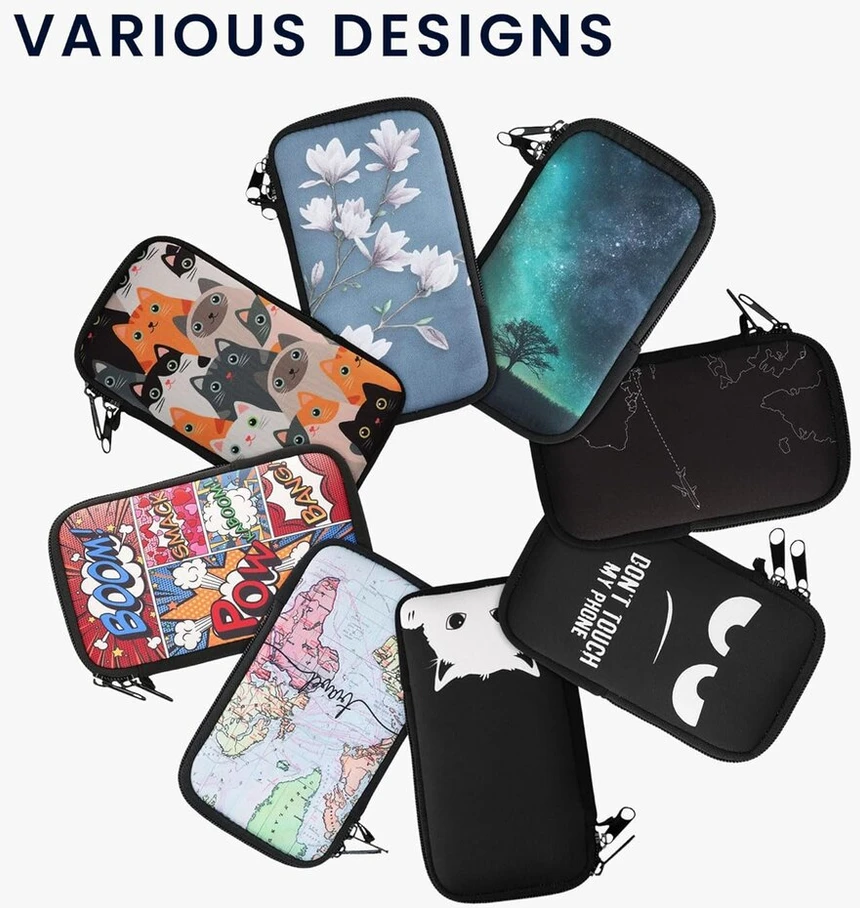 Kwmobile mobiliojo telefono dėklas išmaniesiems telefonams xxl - 7 colių - neopreno mobiliojo telefono dėklo dangtelis - cat miau baltas juodas - 17.7 x 8.5 cm vidiniai matmenys