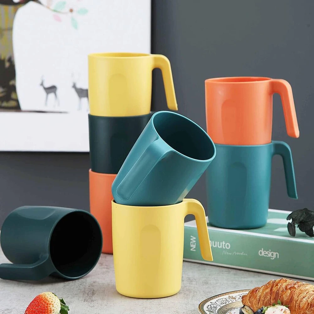 Kyraton plastikinių puodelių rinkinys, 8 vnt., nedūžtantys ir daugkartinio naudojimo, lengvi kelioniniai kavos puodeliai, espresso puodeliai, lengvai nešiojami ir valomi, tinkami naudoti mikrobangų krosnelėje, be Bpa, galima plauti indaplovėje