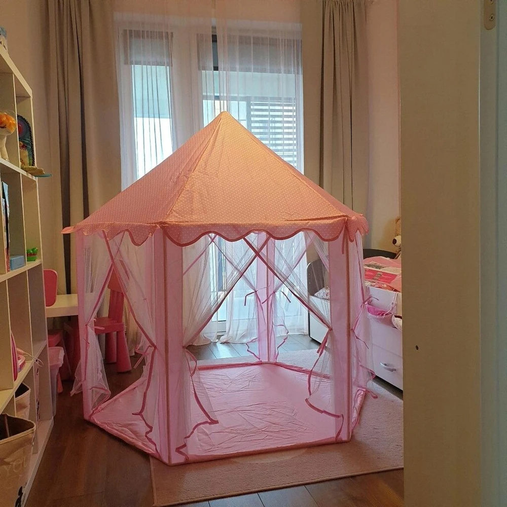 Labai didelė vaikiška palapinė, didelis pilies tipo palapinė mažai princesei