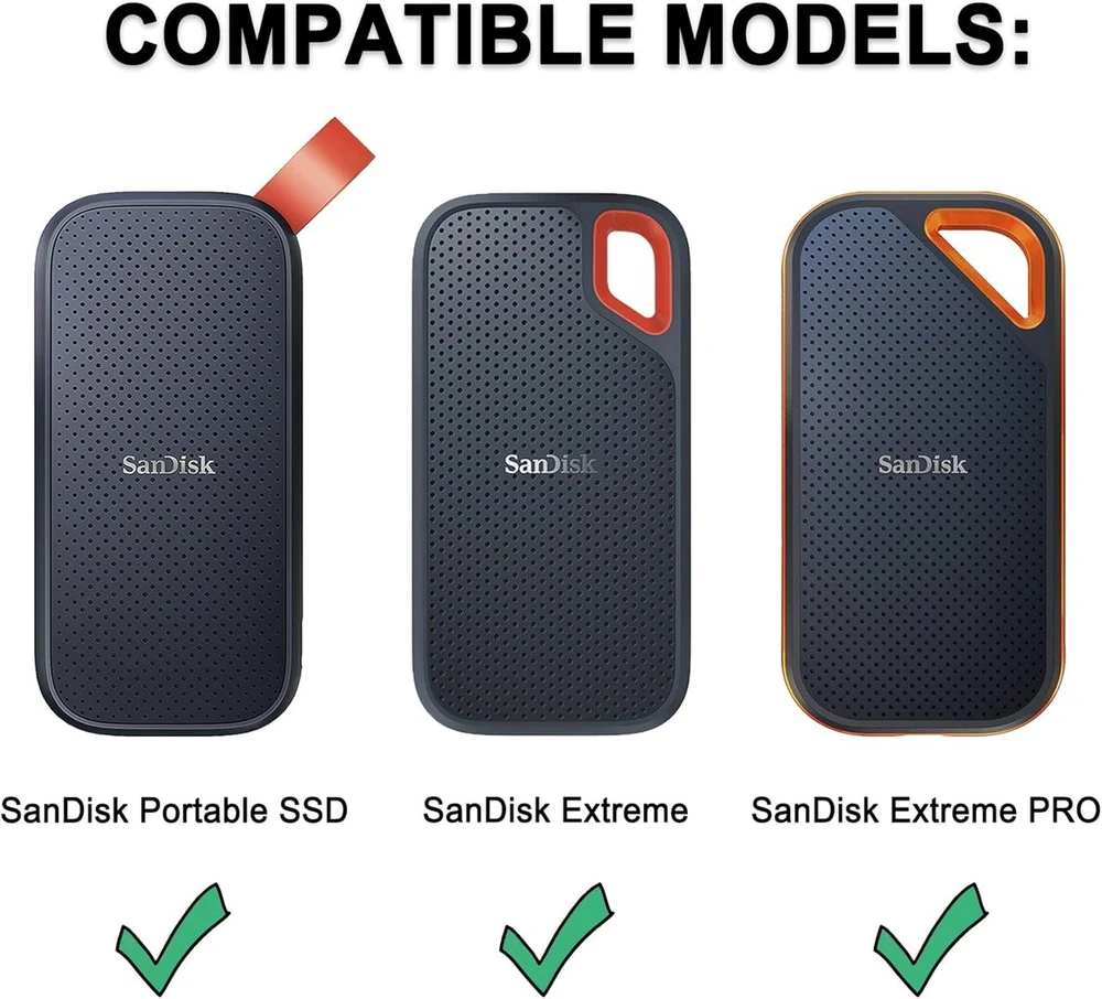 Lacdo išorinio kietojo disko dėklas, apsauginis dėklas, skirtas sandisk extreme pro/sandisk extreme portable išoriniam ssd sdssde81 sdssde80 500gb 1tb 2tb 4tb usb-c eva kelioniniam dėklui, juodas + oranžinis