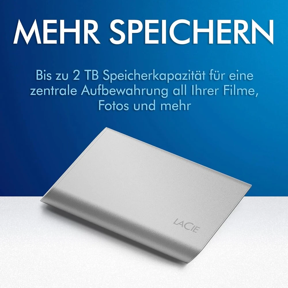 Kietasis diskas Lacie Portable Ssd, išorinis Ssd 500gb, 2.5", Pc Mac & Ipad, duomenų atkūrimo paslauga (stks500400)