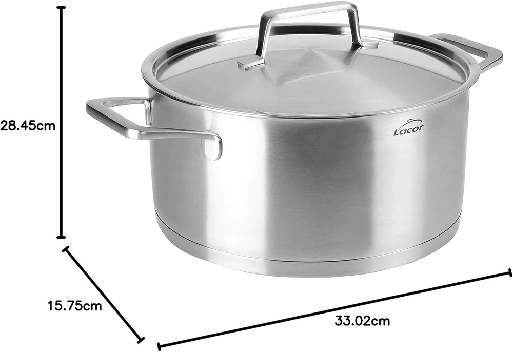 Lacor 45026 troškintuvas su dangčiu Foodie, sidabrinis