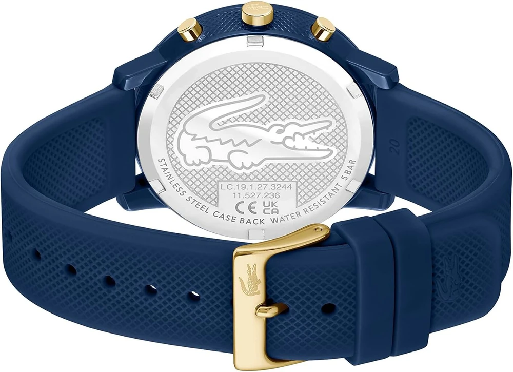 Lacoste Chronograph kvarcinis laikrodis vyrams su tamsiai mėlyna silikonine apyranke - 2011248
