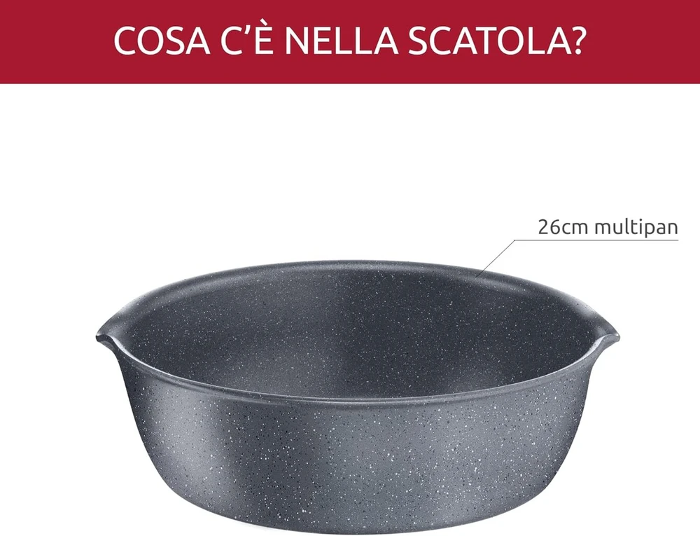 Lagostina Ingenio Mineralis Žalias keptuvė, 26 cm skersmens, 100% perdirbta, skirta dujinėms, orkaitės ir indukcinėms viryklėms, su kepimo indikatoriumi, nuimama rankena ir lanksčiu pagrindu