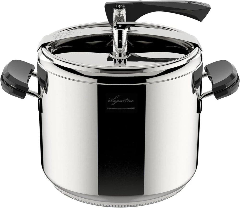 Lagostina La Classica Lagofusion slėginė viryklė, skersmuo 26 cm, talpa 12 l, su krepšeliu, receptų knyga ir ecobox, bakelito rankenomis, svorio vožtuvu ir lagofusion pagrindu