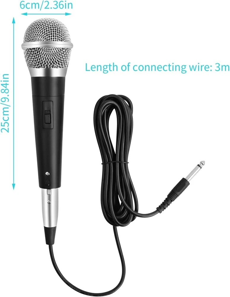 Laidinis mikrofonas su 3 m kabeliu, xlr į jack 6.5 mm, dinaminis nešiojamas vokalinis mikrofonas, dinaminis rankinis mikrofonas su kardioidine charakteristika karaoke vestuvių dj vakarėliui (a)