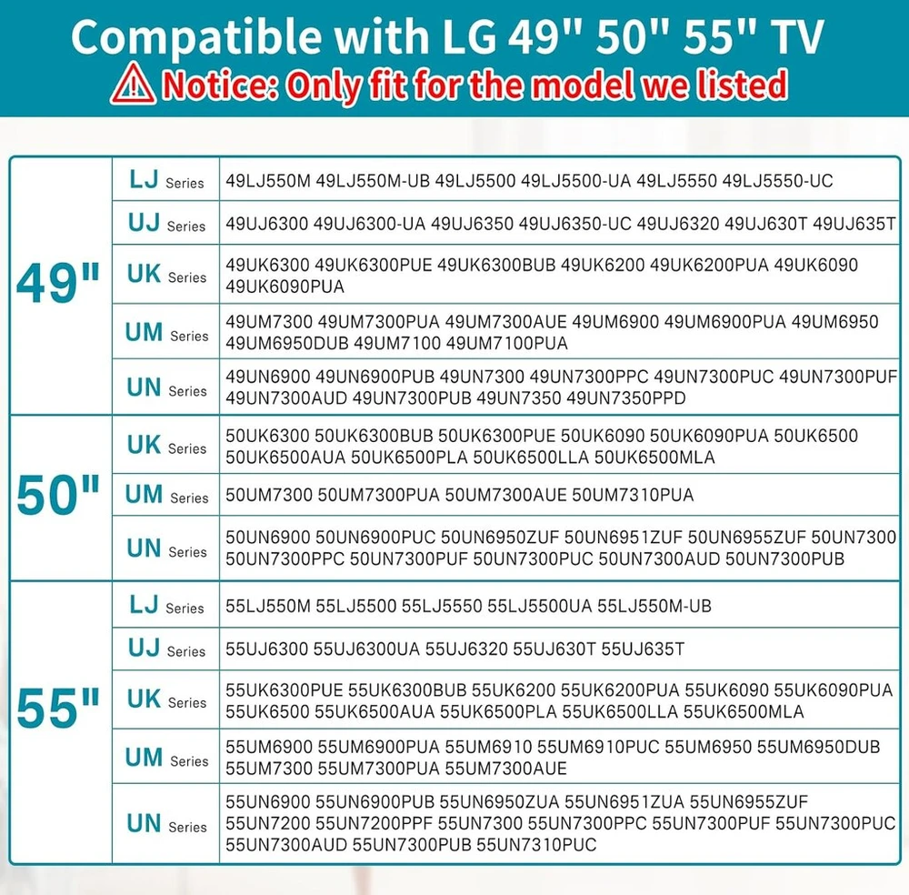 Laikiklis Dinghosen televizoriaus stovo pagrindas, skirtas lg tv kojelių pakeitimui 49 59 55 colių televizorių atsarginės kojelės, skirtos 55un7300aud 55um6910puc 55um7300aue lg tv stovas su varžtais