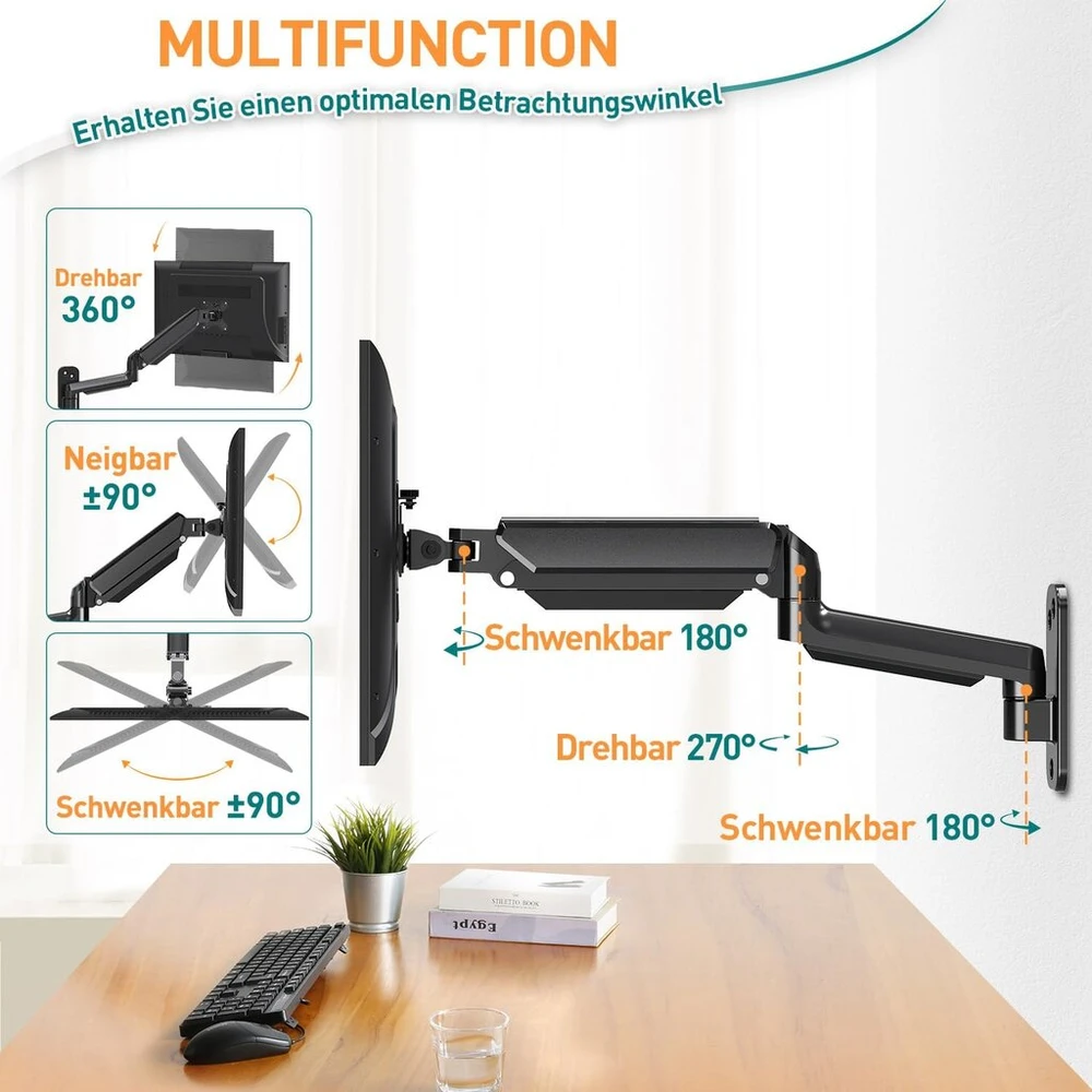 Monitorius Laikiklis monitoriui ant sienos Elived Ev023a, 13-32", 9kg, Vesa