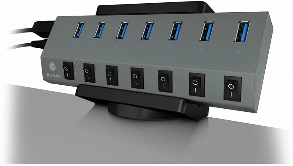 Laikiklis Usb šakotuvui ir prailgintuvui su tvirtinimu prie stalo