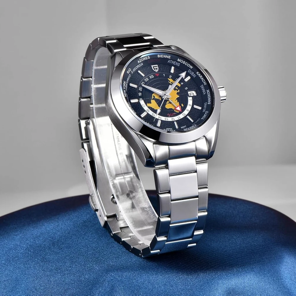 Laikrodis Pagani Design 1788 gmt vyriški automatiniai laikrodžiai upscale nh34 gmt mechanizmas pilnas nerūdijantis plienas 100m atsparūs vandeniui prabangūs madingi vyriški laikrodžiai su dviguba laiko zona