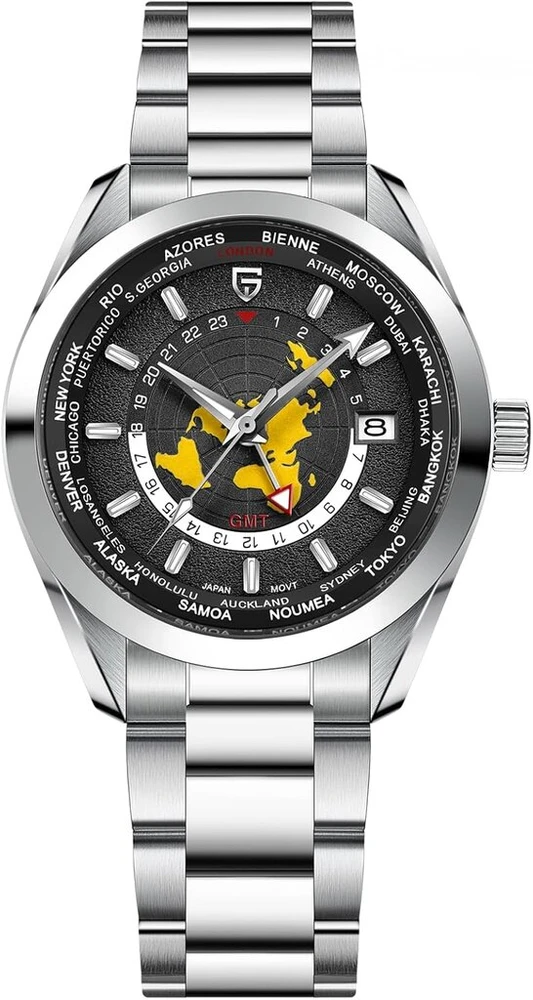 Laikrodis Pagani Design 1788 gmt vyriški automatiniai laikrodžiai upscale nh34 gmt mechanizmas pilnas nerūdijantis plienas 100m atsparūs vandeniui prabangūs madingi vyriški laikrodžiai su dviguba laiko zona