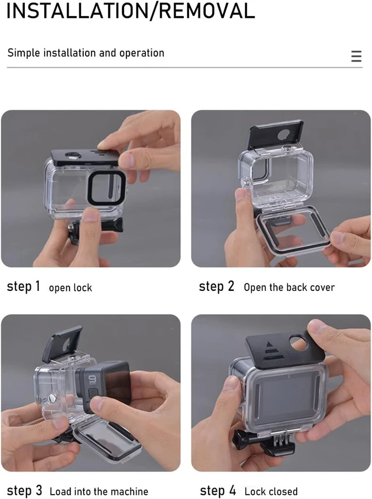 Lammcou Hero 13 vandeniui atsparus dėklas, 60 m povandeninis nardymo korpusas ir apsaugos nuo rasojimo peiliukas, apsauginis korpusas, suderinamas su Gopro Hero 9 10 11 12 13 priedais, vandeniui atsparus nardymo korpusas
