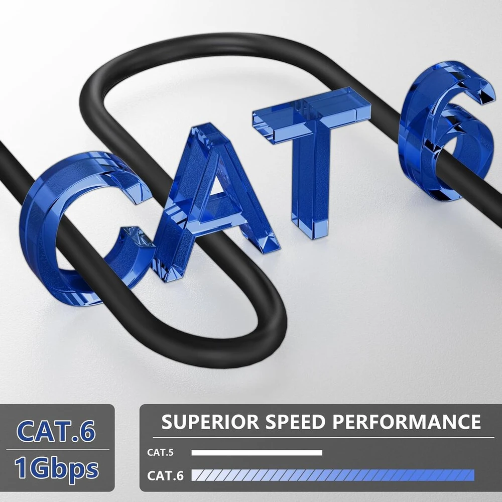 Lan kabelis Cat 6, 50 metrų, Ftp, juodas