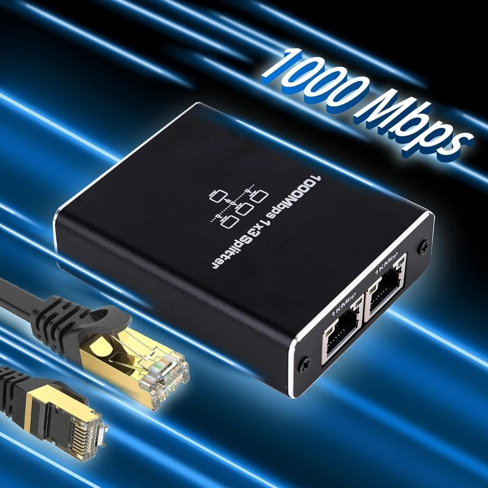 Šakotuvas Lan skirstytuvas 1 į 3, 1000 mbps didelės spartos tinklo jungiklis, lan kabelio skirstytuvas su usb c maitinimo laidu kompiuteriams, šakotuvams, jungikliams, maršrutizatoriams ir kt.
