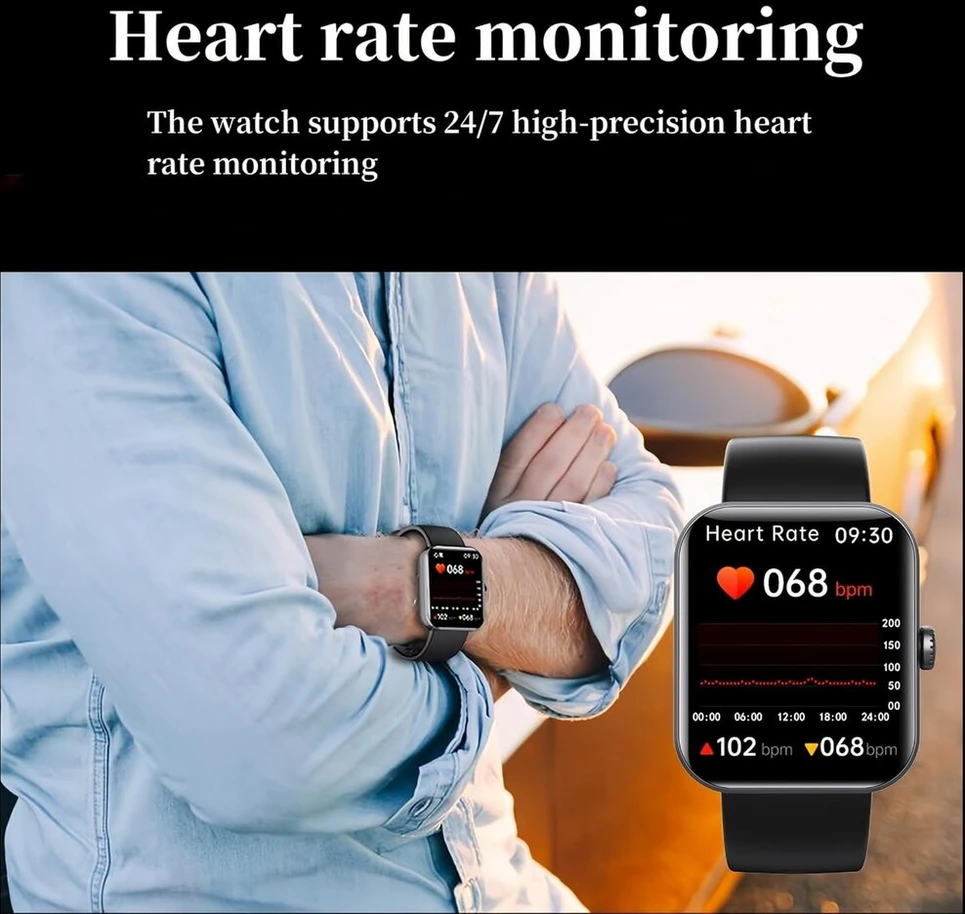 Lancoon išmanusis laikrodis vyrams ir moterims, 1,9 colio jutiklinis ekranas, integruotas, 24/7 širdies ritmo ir Spo2 monitorius, žingsniamatis, miego monitorius, fitneso apyrankė, skirta android ir ios (auksinis)