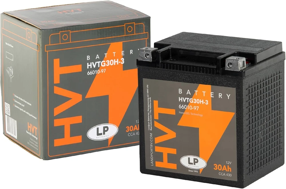 Landport akumuliatorius Hvtg30h-3 Gel 12 V 30 Ah, suderinamas su Hd Chopper Motorcycle Fl, Flh, Flhr, Flhtc, Flhx, Xlh, Road King, Electra Glide, Street Glide