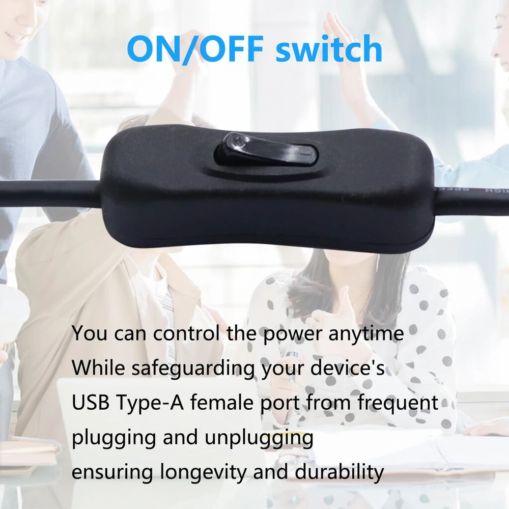Lanminglel 90 laipsnių usb 3.0 kabelis su įjungimo/išjungimo jungikliu, trumpas usb jungtis į lizdą kabelis su jungikliu, palaiko duomenų perdavimą ir maitinimą led lempai, usb ventiliatoriui, klaviatūrai (įjungtas)