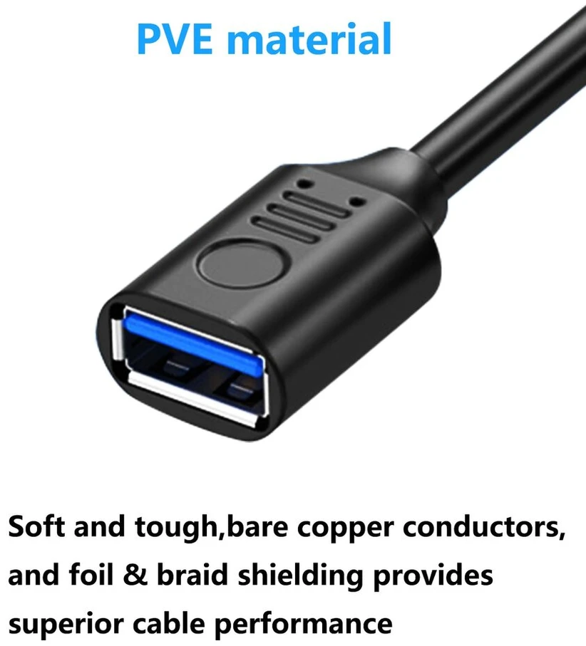 Lanminglel 90 laipsnių usb 3.0 kabelis su įjungimo/išjungimo jungikliu, trumpas usb jungtis į lizdą kabelis su jungikliu, palaiko duomenų perdavimą ir maitinimą led lempai, usb ventiliatoriui, klaviatūrai (įjungtas)