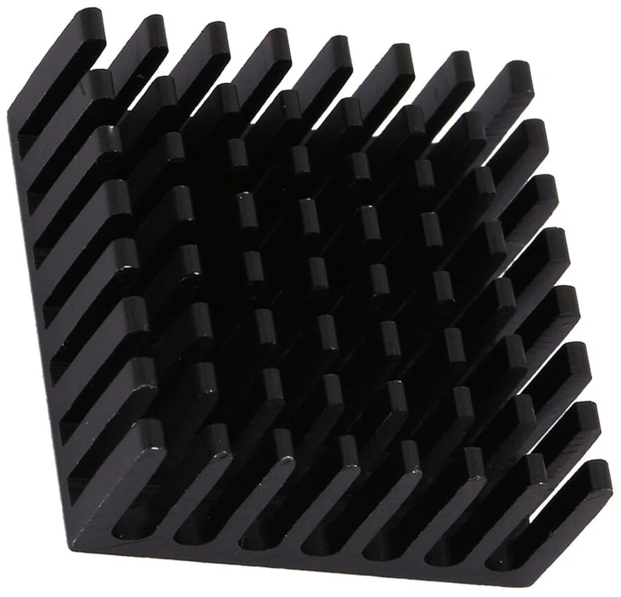 Lantro Js radiatorius 25x25x10mm juodi aliuminio aušinimo radiatoriai, skirti grandinėms plokštėms, galios stiprintuvams ir kt. (10 vnt.)