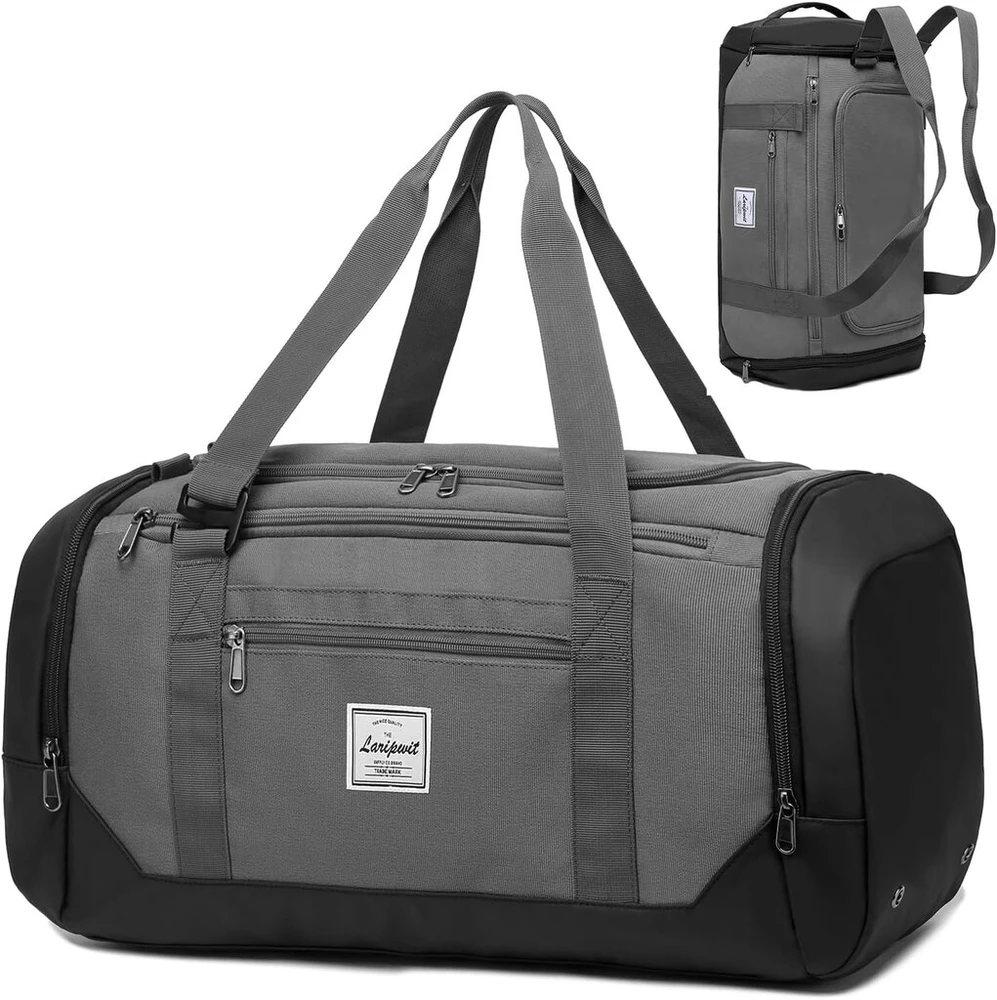 Laripwit vyriškas sportinis krepšys, 40l kelioninis krepšys, kuprinė, treniruočių krepšys, sportinis treniruočių krepšys, kuprinė moterims, pilkas, kelionės, sportas, treniruoklių salė, fitnesas, treniruotės, stovyklavimas, žygiai