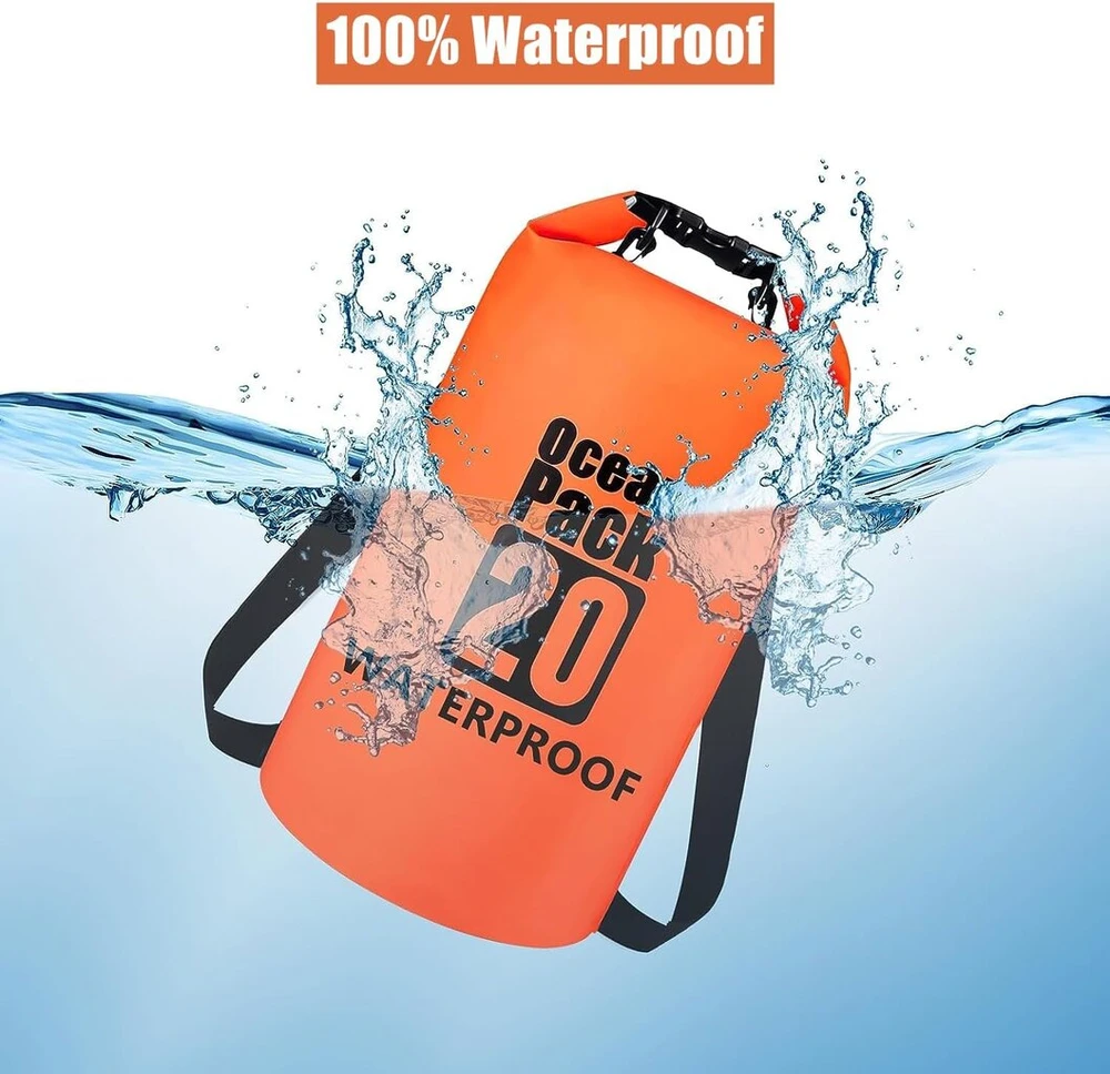 Latern Vandeniui atsparus maišas 20l Pvc, kuprinė, oranžinė