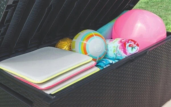 Lauko baldų komplektas Keter Sodo dėžė Capri, plastikinė, 305 l, ruda