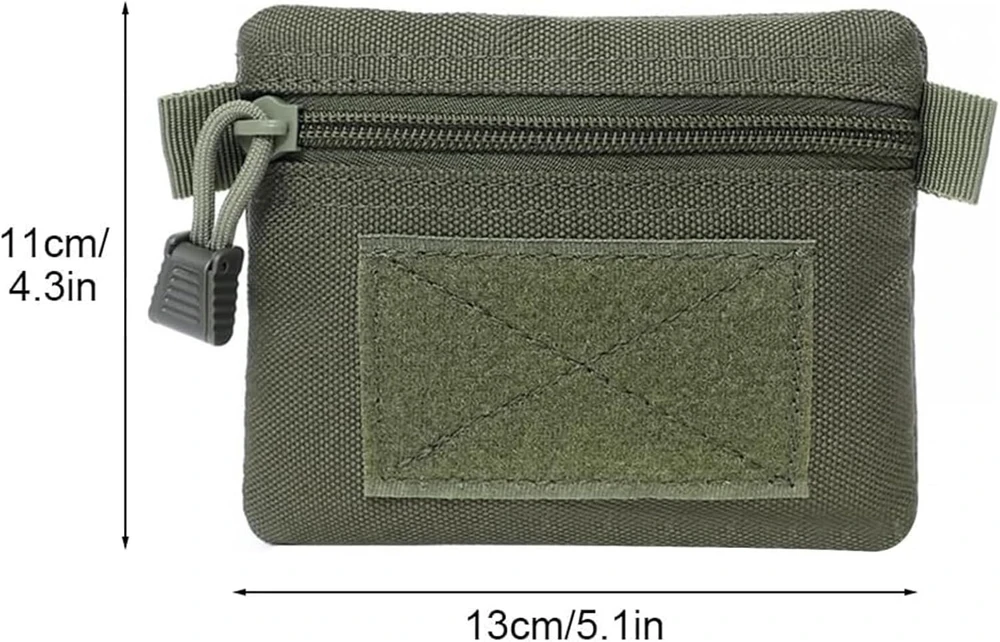Lauko kompaktiškas edc taktinis molle įrankių dėklas, vandeniui atsparus nailoninis raktų pakabuko laikiklis su užtrauktuku, nešiojama piniginė, kortelių kišenė, raktų dėklas, skirtas stovyklavimui, žygiams, kelionėms (žalias)