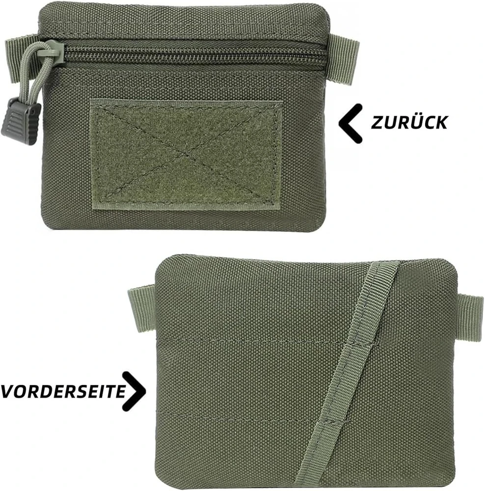 Lauko kompaktiškas edc taktinis molle įrankių dėklas, vandeniui atsparus nailoninis raktų pakabuko laikiklis su užtrauktuku, nešiojama piniginė, kortelių kišenė, raktų dėklas, skirtas stovyklavimui, žygiams, kelionėms (žalias)