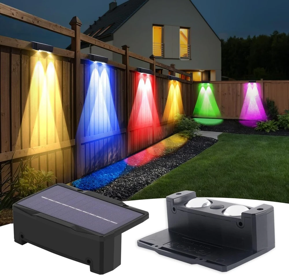 Lauko saulės sienos šviestuvai, 2 vnt., Rgb, atsparūs vandeniui