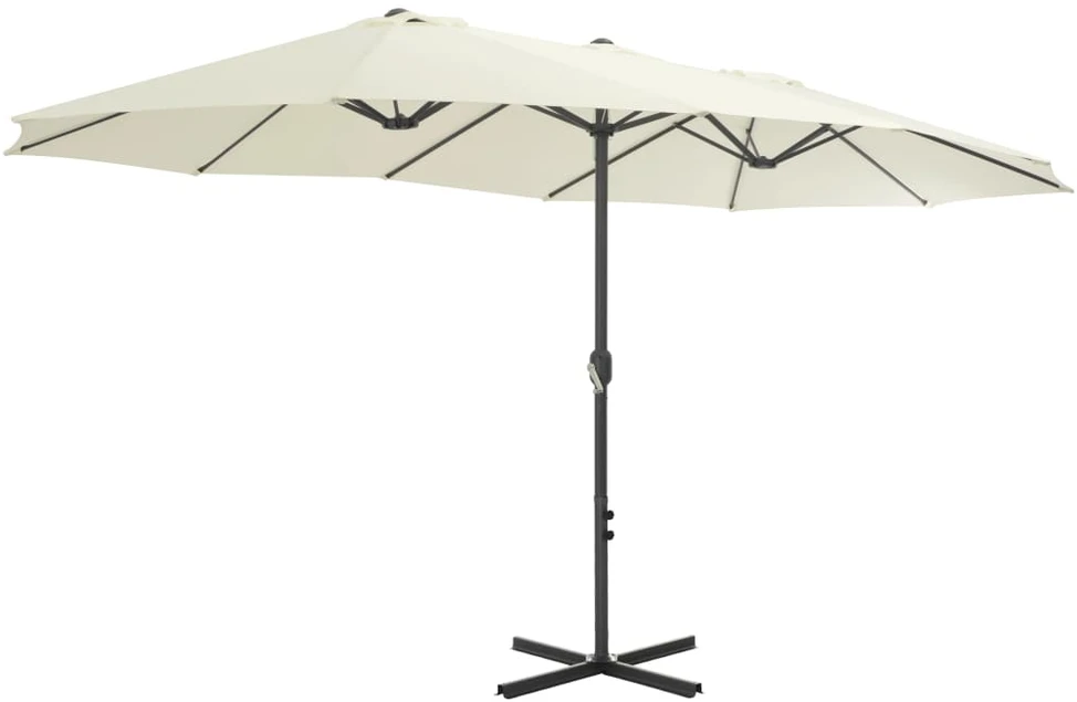 Lauko skėtis nuo saulės su aliuminio stulpu, smėlio, 460x270cm