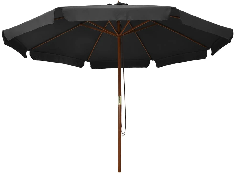 Lauko skėtis nuo saulės su mediniu stulpu, antracito, 330cm