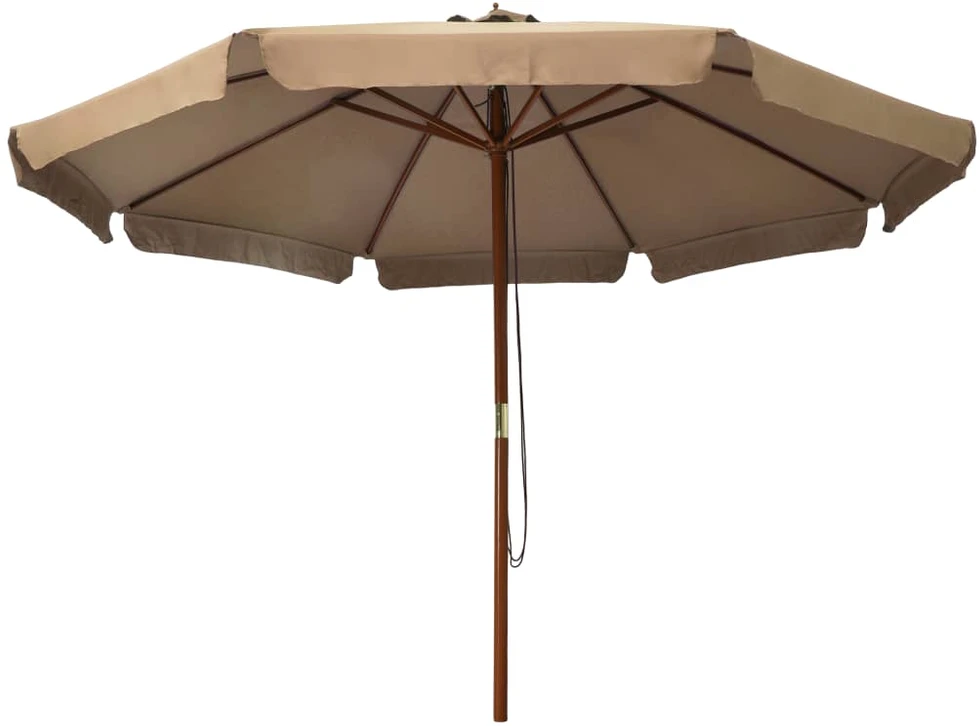 Lauko skėtis nuo saulės su mediniu stulpu, taupe spalvos, 330cm