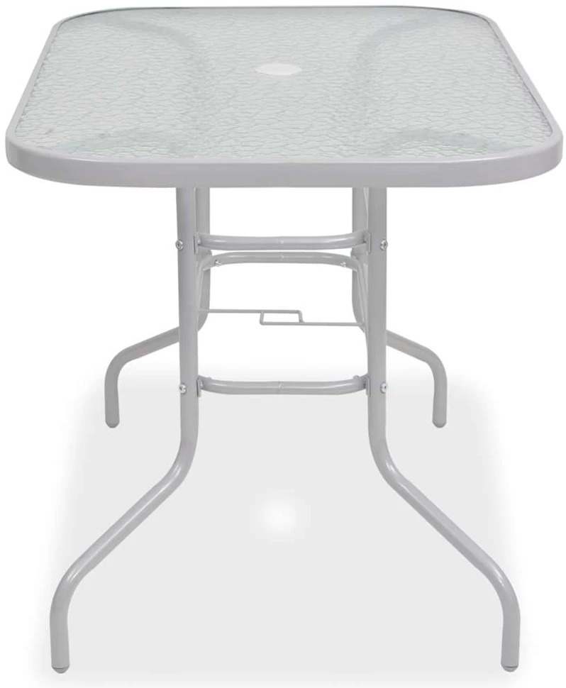 Lauko baldų komplektas Lauko valgomojo baldų kompl., 8d., plien. ir tekstil., pilka