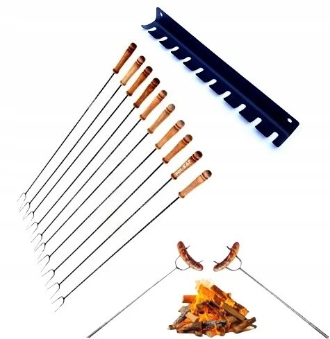 Laužo lazdelės, dešrelių šakutės, laužo iešmai, 120 cm, 10 vnt. + pakaba Pl