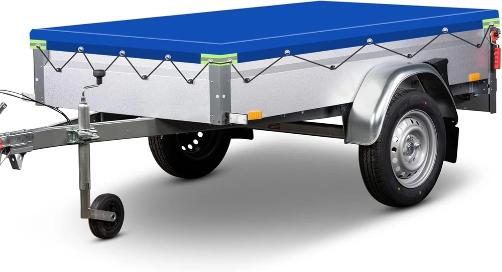 Lcautfr Priekabos tentas plokščias tentas 208 x 114 x 10 cm priekabos uždangalas Pvc neperšlampamas ir atsparus plyšimui su tentu virve atšvaitais kilpomis Stema Böckmann automobilių priekaboms 750 kg