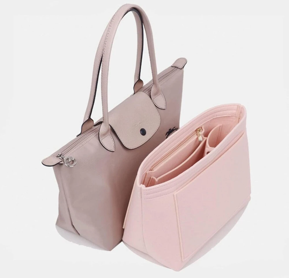 Lckaey veltinio įdėklas-organaizeris piniginei į Longchamp Le Pliage Small Medium Large Backpack krepšiams, rožinis