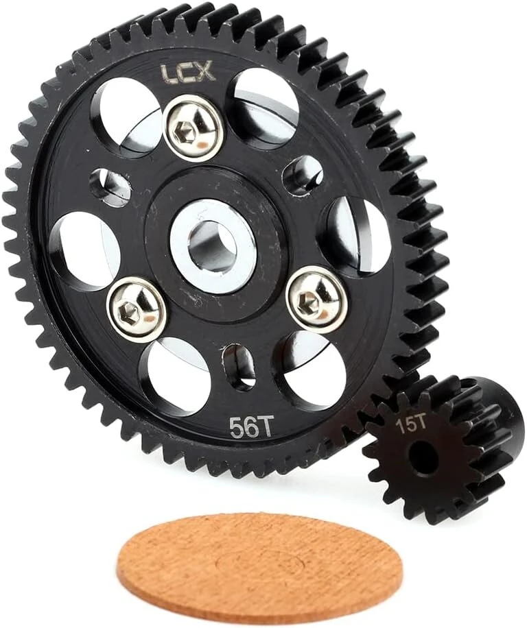 Lcx racing 1/10 rc crawler automobilio grūdinto plieno 32p 56t cilindrinė pavara su 15t žvaigždute, skirtas axial scx10 wraith, atnaujinimo dalys priedai