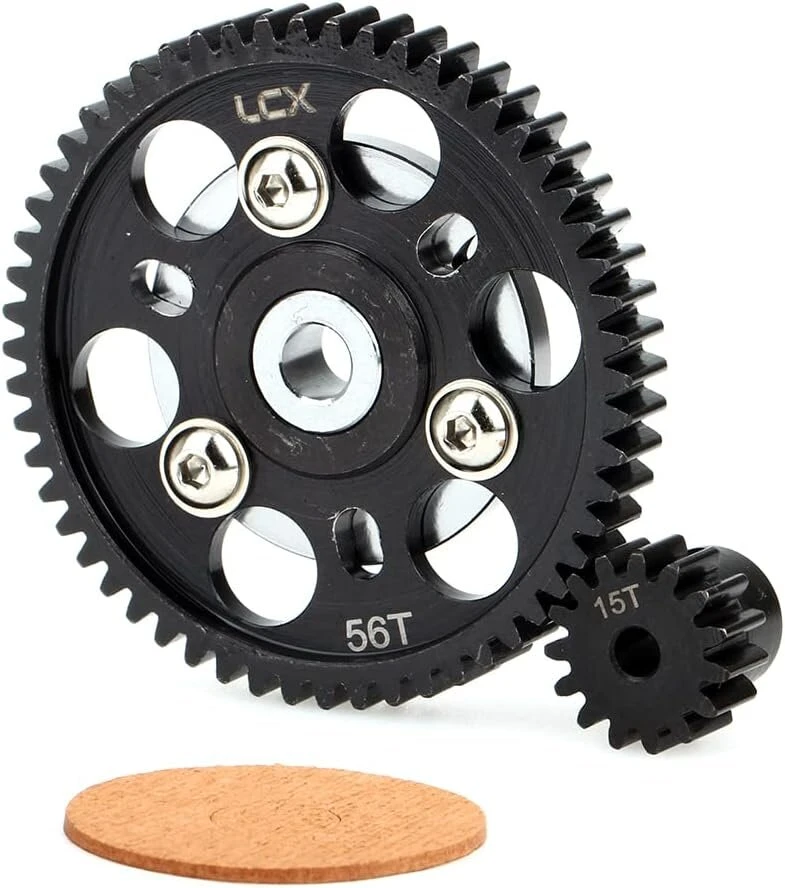 Lcx racing 1/10 rc crawler automobilio grūdinto plieno 32p 56t cilindrinė pavara su 15t žvaigždute, skirtas axial scx10 wraith, atnaujinimo dalys priedai